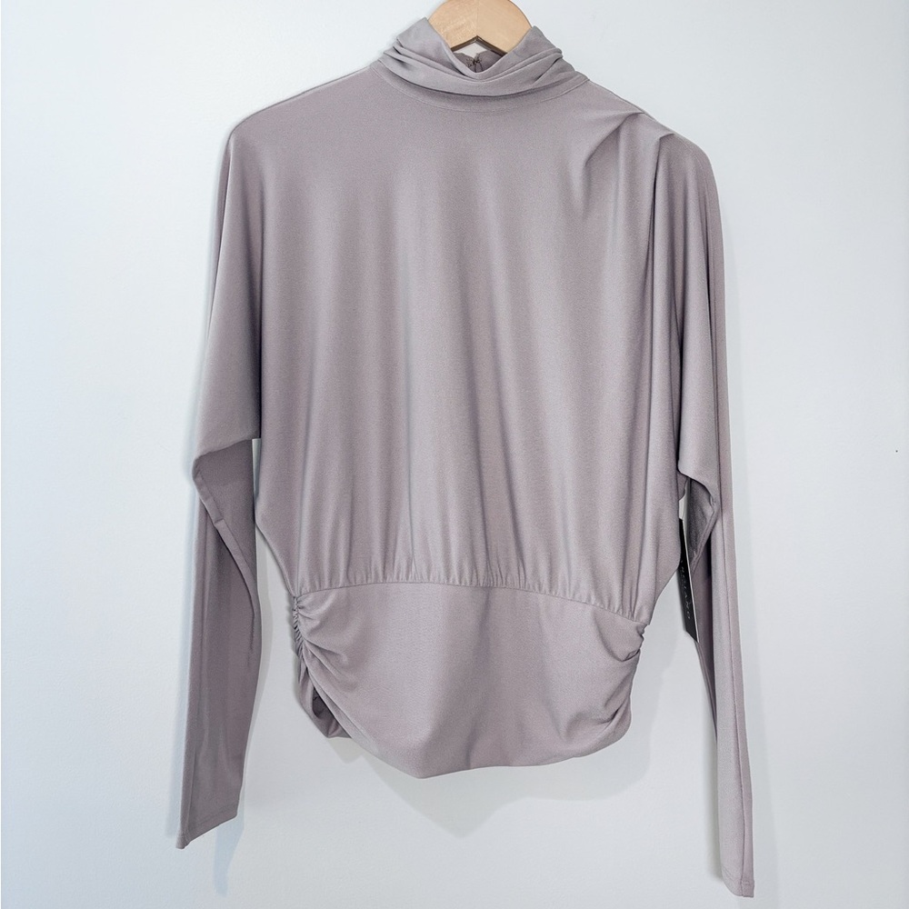 Marciano Guess Jillian Pale Pebble Ruched Long Sleeve Turtleneck Top Size S NWT